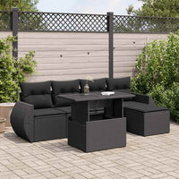 Thumbnail for 6-tlg. Garten-Sofagarnitur mit Kissen Schwarz Poly Rattan