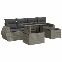 Thumbnail for 6-tlg. Garten-Sofagarnitur mit Kissen Grau Poly Rattan