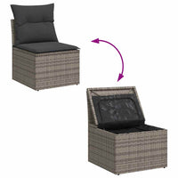 Thumbnail for 6-tlg. Garten-Sofagarnitur mit Kissen Grau Poly Rattan
