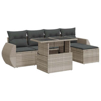 Thumbnail for 6-tlg. Garten-Sofagarnitur mit Kissen Hellgrau Poly Rattan