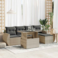 Thumbnail for 6-tlg. Garten-Sofagarnitur mit Kissen Hellgrau Poly Rattan