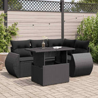 Thumbnail for 5-tlg. Garten-Sofagarnitur mit Kissen Schwarz Poly Rattan