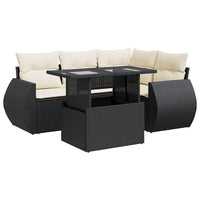Thumbnail for 5-tlg. Garten-Sofagarnitur mit Kissen Schwarz Poly Rattan