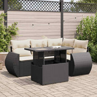 Thumbnail for 5-tlg. Garten-Sofagarnitur mit Kissen Schwarz Poly Rattan