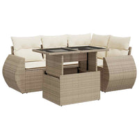 Thumbnail for 5-tlg. Garten-Sofagarnitur mit Kissen Beige Poly Rattan