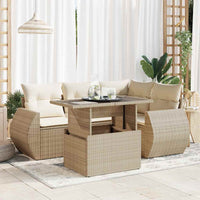 Thumbnail for 5-tlg. Garten-Sofagarnitur mit Kissen Beige Poly Rattan