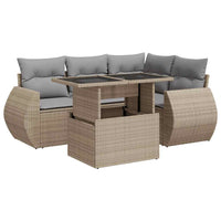 Thumbnail for 5-tlg. Garten-Sofagarnitur mit Kissen Beige Poly Rattan