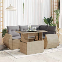 Thumbnail for 5-tlg. Garten-Sofagarnitur mit Kissen Beige Poly Rattan