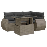 Thumbnail for 5-tlg. Garten-Sofagarnitur mit Kissen Grau Poly Rattan