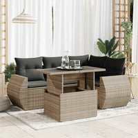 Thumbnail for 5-tlg. Garten-Sofagarnitur mit Kissen Grau Poly Rattan