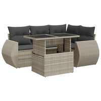 Thumbnail for 5-tlg. Garten-Sofagarnitur mit Kissen Hellgrau Poly Rattan