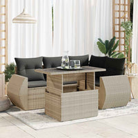 Thumbnail for 5-tlg. Garten-Sofagarnitur mit Kissen Hellgrau Poly Rattan