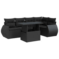 Thumbnail for 6-tlg. Garten-Sofagarnitur mit Kissen Schwarz Poly Rattan