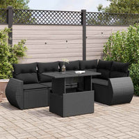 Thumbnail for 6-tlg. Garten-Sofagarnitur mit Kissen Schwarz Poly Rattan