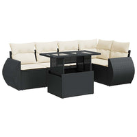 Thumbnail for 6-tlg. Garten-Sofagarnitur mit Kissen Schwarz Poly Rattan