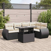 Thumbnail for 6-tlg. Garten-Sofagarnitur mit Kissen Schwarz Poly Rattan