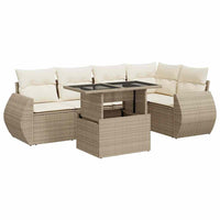 Thumbnail for 6-tlg. Garten-Sofagarnitur mit Kissen Beige Poly Rattan