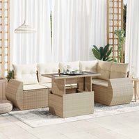 Thumbnail for 6-tlg. Garten-Sofagarnitur mit Kissen Beige Poly Rattan