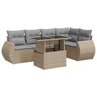 Thumbnail for 6-tlg. Garten-Sofagarnitur mit Kissen Beige Poly Rattan