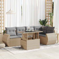 Thumbnail for 6-tlg. Garten-Sofagarnitur mit Kissen Beige Poly Rattan