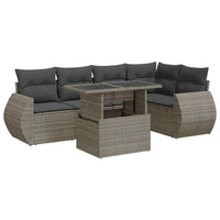 Thumbnail for 6-tlg. Garten-Sofagarnitur mit Kissen Grau Poly Rattan