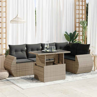 Thumbnail for 6-tlg. Garten-Sofagarnitur mit Kissen Grau Poly Rattan