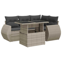 Thumbnail for 6-tlg. Garten-Sofagarnitur mit Kissen Hellgrau Poly Rattan