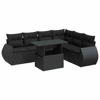 Thumbnail for 7-tlg. Garten-Sofagarnitur mit Kissen Schwarz Poly Rattan