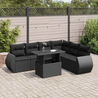 Thumbnail for 7-tlg. Garten-Sofagarnitur mit Kissen Schwarz Poly Rattan