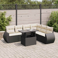 Thumbnail for 7-tlg. Garten-Sofagarnitur mit Kissen Schwarz Poly Rattan