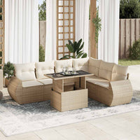 Thumbnail for 7-tlg. Garten-Sofagarnitur mit Kissen Beige Poly Rattan