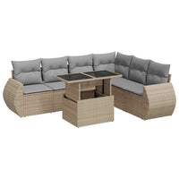 Thumbnail for 7-tlg. Garten-Sofagarnitur mit Kissen Beige Poly Rattan