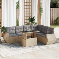 Thumbnail for 7-tlg. Garten-Sofagarnitur mit Kissen Beige Poly Rattan
