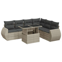 Thumbnail for 7-tlg. Garten-Sofagarnitur mit Kissen Hellgrau Poly Rattan