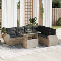 Thumbnail for 7-tlg. Garten-Sofagarnitur mit Kissen Hellgrau Poly Rattan