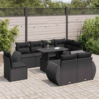 Thumbnail for 9-tlg. Garten-Sofagarnitur mit Kissen Schwarz Poly Rattan