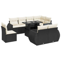 Thumbnail for 9-tlg. Garten-Sofagarnitur mit Kissen Schwarz Poly Rattan