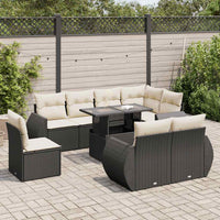 Thumbnail for 9-tlg. Garten-Sofagarnitur mit Kissen Schwarz Poly Rattan