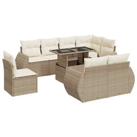 Thumbnail for 9-tlg. Garten-Sofagarnitur mit Kissen Beige Poly Rattan