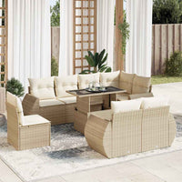 Thumbnail for 9-tlg. Garten-Sofagarnitur mit Kissen Beige Poly Rattan