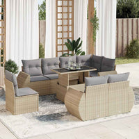 Thumbnail for 9-tlg. Garten-Sofagarnitur mit Kissen Beige Poly Rattan