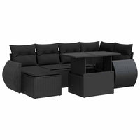 Thumbnail for 7-tlg. Garten-Sofagarnitur mit Kissen Schwarz Poly Rattan