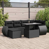 Thumbnail for 7-tlg. Garten-Sofagarnitur mit Kissen Schwarz Poly Rattan