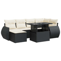 Thumbnail for 7-tlg. Garten-Sofagarnitur mit Kissen Schwarz Poly Rattan