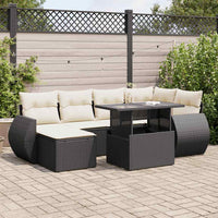 Thumbnail for 7-tlg. Garten-Sofagarnitur mit Kissen Schwarz Poly Rattan