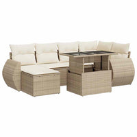 Thumbnail for 7-tlg. Garten-Sofagarnitur mit Kissen Beige Poly Rattan