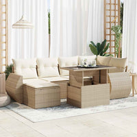 Thumbnail for 7-tlg. Garten-Sofagarnitur mit Kissen Beige Poly Rattan