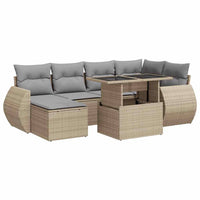 Thumbnail for 7-tlg. Garten-Sofagarnitur mit Kissen Beige Poly Rattan
