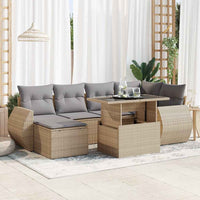 Thumbnail for 7-tlg. Garten-Sofagarnitur mit Kissen Beige Poly Rattan