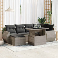 Thumbnail for 7-tlg. Garten-Sofagarnitur mit Kissen Grau Poly Rattan